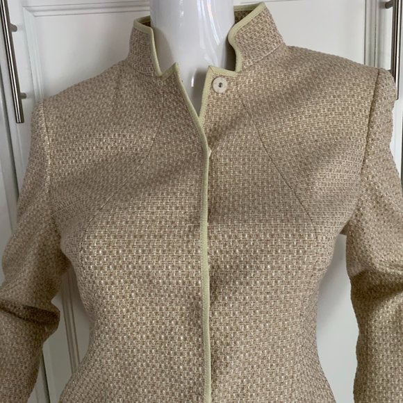 Tahari 6 cream bone tan suit jacket skirt - Picture 7 of 7